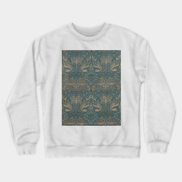 Peacock and Dragon by William Morris Crewneck Sweatshirt by MasterpieceCafe